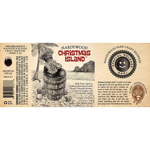 Hardywood Park Christmas Island Milk Stout by Hardywood Park Craft Brewery, beer label