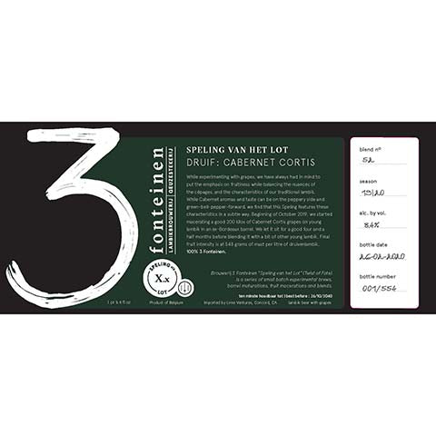 3 Fonteinen Svhl Druif: Cabernet Cortis by 3 Fonteinen, beer label
