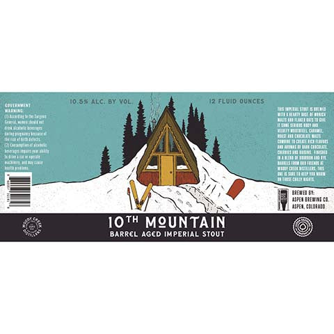 Aspen 10th Mountain Barrel Aged Imperial Stout by Aspen Brewing Company, beer label