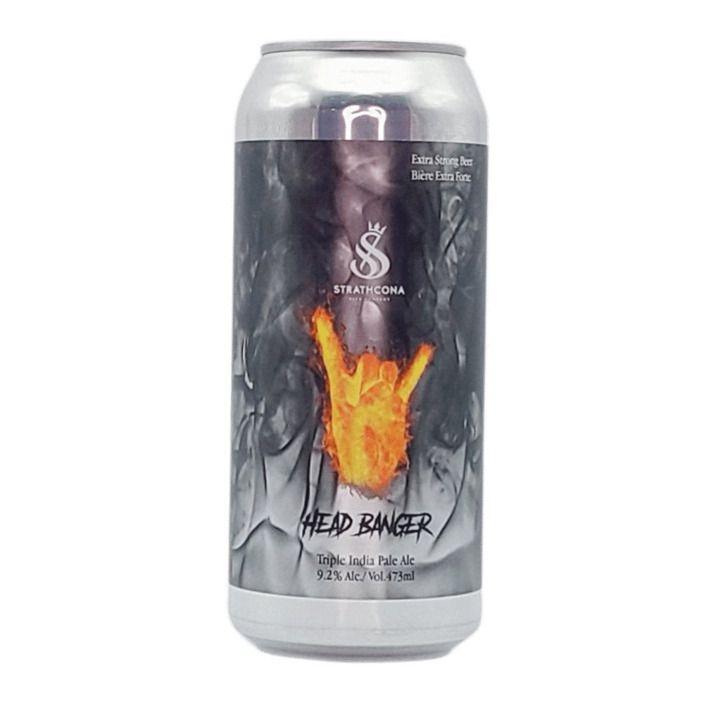 Head Banger (Enigma, Citra & Vic Secret) Triple IPA by Strathcona Beer Company, beer label
