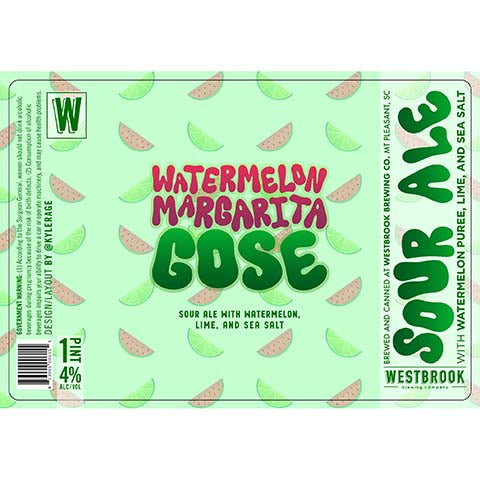 Westbrook Watermelon Margarita Gose Sour Ale by Westbrook Brewing Co, beer label