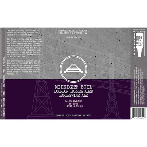 Caboose Midnight Boil Barleywine Ale by Caboose Brewing Co., beer label