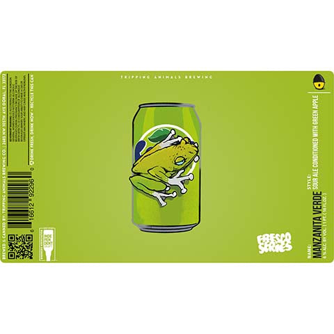 Tripping Animals Manzanita Verde Sour Ale by Tripping Animals Brewing Co., beer label