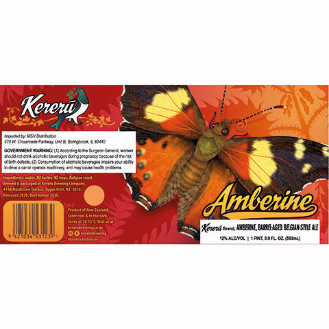 Kekeru Amberine Barrel-Aged Belgian-Style Ale by Kekeru Brewing Co., beer label