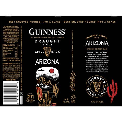 Guinness Draught Arizona by Guinness, beer label