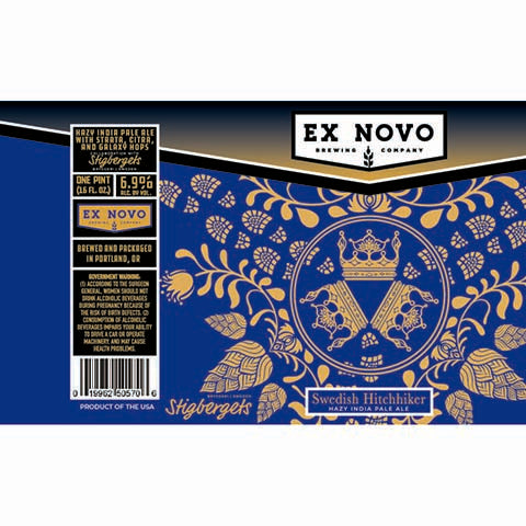 Ex Novo Swedish Hitchhiker Hazy IPA by Ex Novo Brewing Co, beer label