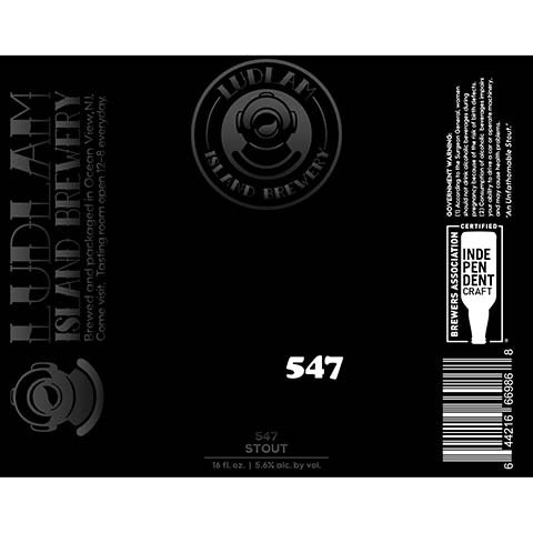 Ludlam 547 Stout by Ludlam Island Brewery, beer label