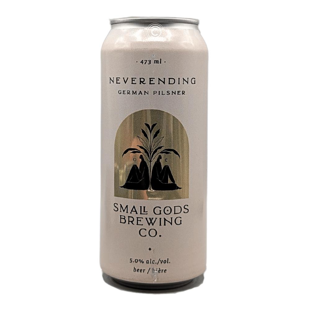 Neverending German Pilsner by Small Gods Brewing Co., beer label