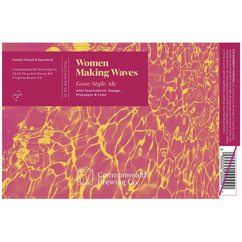 Commonwealth Women Making Waves Gose Ale by Commonwealth Brewing Co., beer label