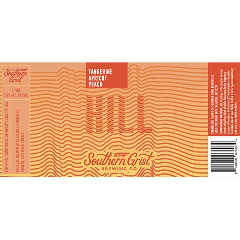 Southern Grist Tangerine Apricot Peach Hill Sour by Southern Grist Brewing Company, beer label
