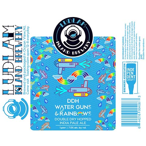 Ludlam DDH Water Guns & Rainbows IPA by Ludlam Island Brewery, beer label
