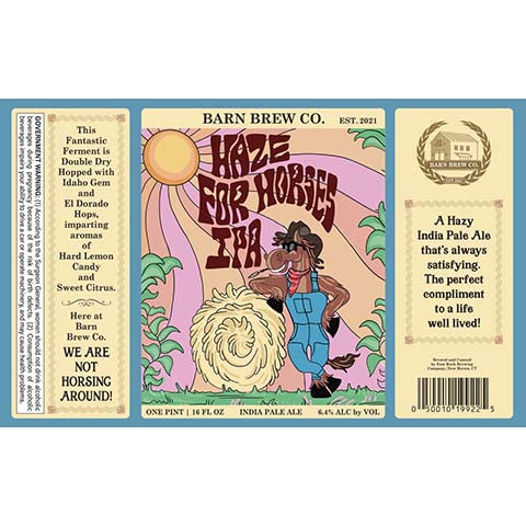 East Rock Haze for the Horses IPA by Barn Brew Co., beer label