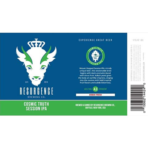 Resurgence Cosmic Truth Session IPA by Resurgence Brewing Company, beer label