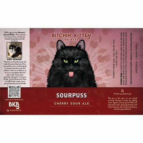 Bitchin' Kitten Sourpuss Cherry Sour by Bitchin' Kitten Brewery, beer label