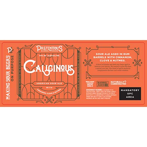 Pretentious Caliginous Sour Ale by Pretentious Barrel House, beer label