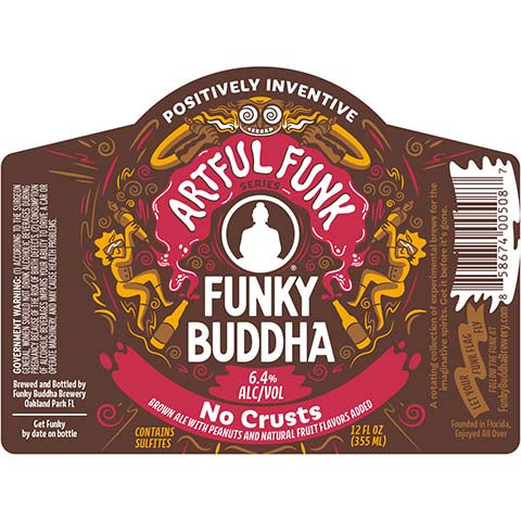 Funky Buddha Artful Funk No Crusts Brown Ale by Funky Buddha Brewery, beer label