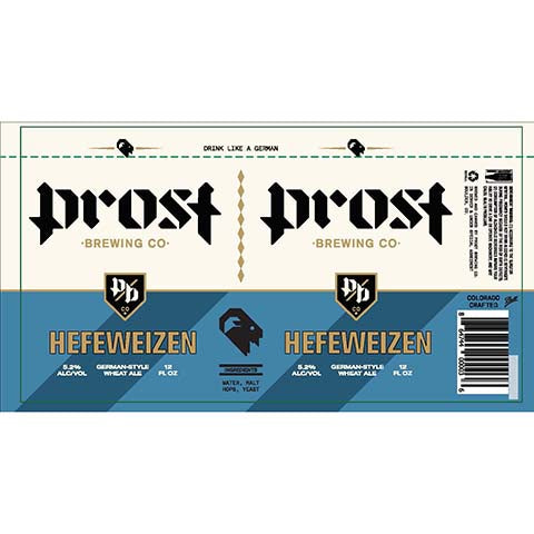 Prost Hefeweizen Wheat Ale by Prost Brewing, beer label