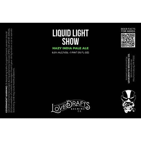 Lovedrafts Liquid Light Show Hazy IPA by Lovedrafts Brewing Co., beer label
