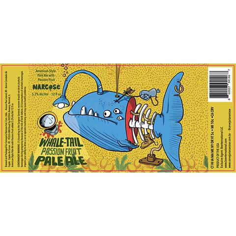 Narcose Whale-Tail Passion Fruit Pale Ale by Cervejaria Narcose, beer label