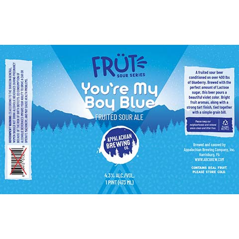Appalachian You're My Boy Blue Fruited Sour Ale by Appalachian Brewing Co., beer label