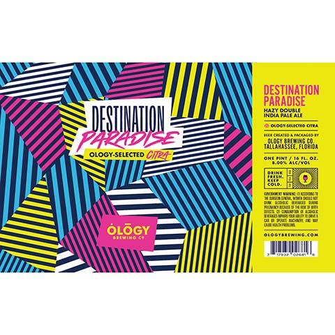 Ology Destination Paradise Hazy Double IPA by Ology Brewing Co, beer label
