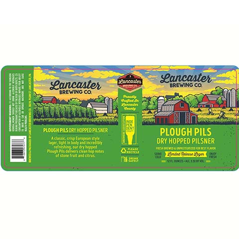 Lancaster Plough Pils Dry-Hopped Pilsner by Lancaster Brewing Co, beer label