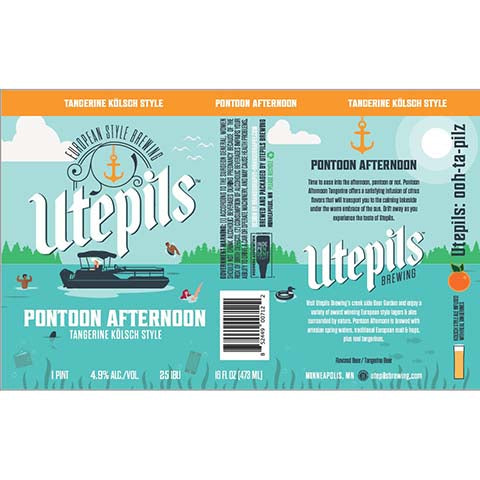 Utepils Pontoon Afternoon Kolsch Ale by Utepils Brewing Co, beer label