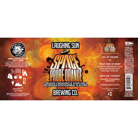 Laughing Sun Space Probe Orange by Laughing Sun Brewing, beer label