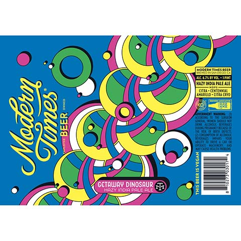 Modern Times Getaway Dinosaur Hazy IPA by Modern Times Beer, beer label