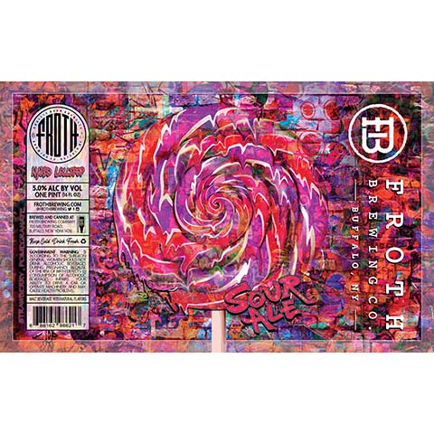 Froth Naked Lollipop Sour Ale (Strawberry, Pomegranate) by Froth Craft Brewery, beer label