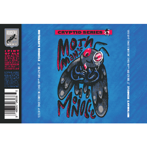 Roughtail Cryptid Series Mothman's Monocle DDH Hazy DIPA by Roughtail Brewing, beer label