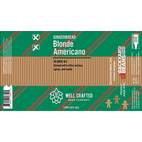 Well Crafted Gingerbread Blonde Americano Blonde Ale by Well Crafted Beer Co., beer label