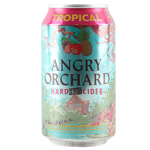 Angry Orchard Tropical Hard Fruit Cider by Angry Orchard Hard Cider, beer label