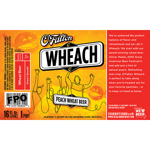 O'Fallon Wheach Peach Wheat by O'Fallon Brewery, beer label