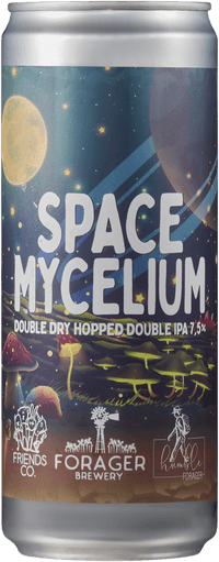Friends x Forager x Humble Forager Space Mycelium DDH DIPA by Friends Company, beer label