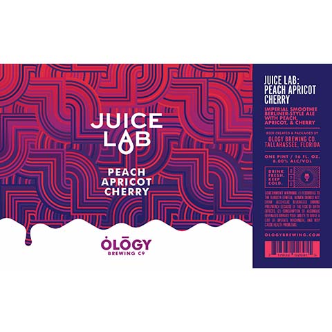 Ology Juice Lab: Peach Apricot Cherry Berliner-Style Ale by Ology Brewing Co, beer label
