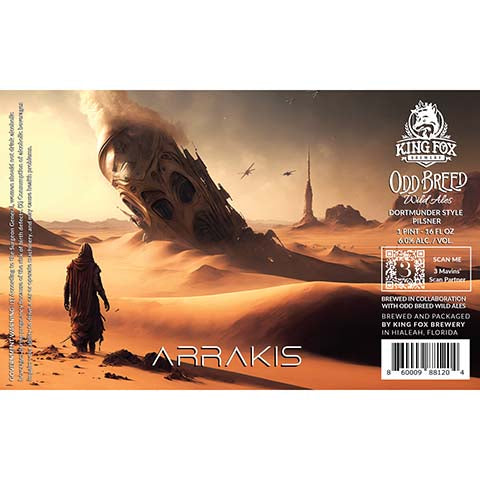 King Fox Arrakis Pilsner by King fox Brewery, beer label