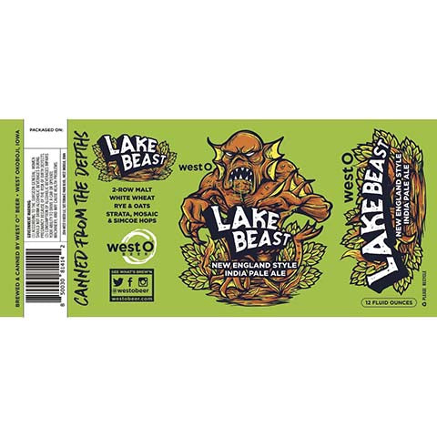 West O Beer Lake Beast NEIPA by West O Beer LLC, beer label