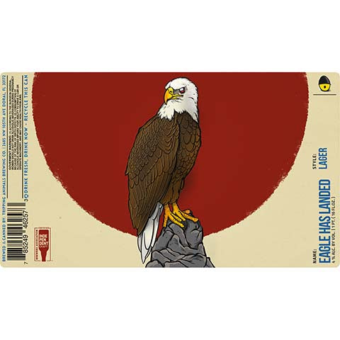 Tripping Animals Eagle Has Landed Lager by Tripping Animals Brewing Co., beer label