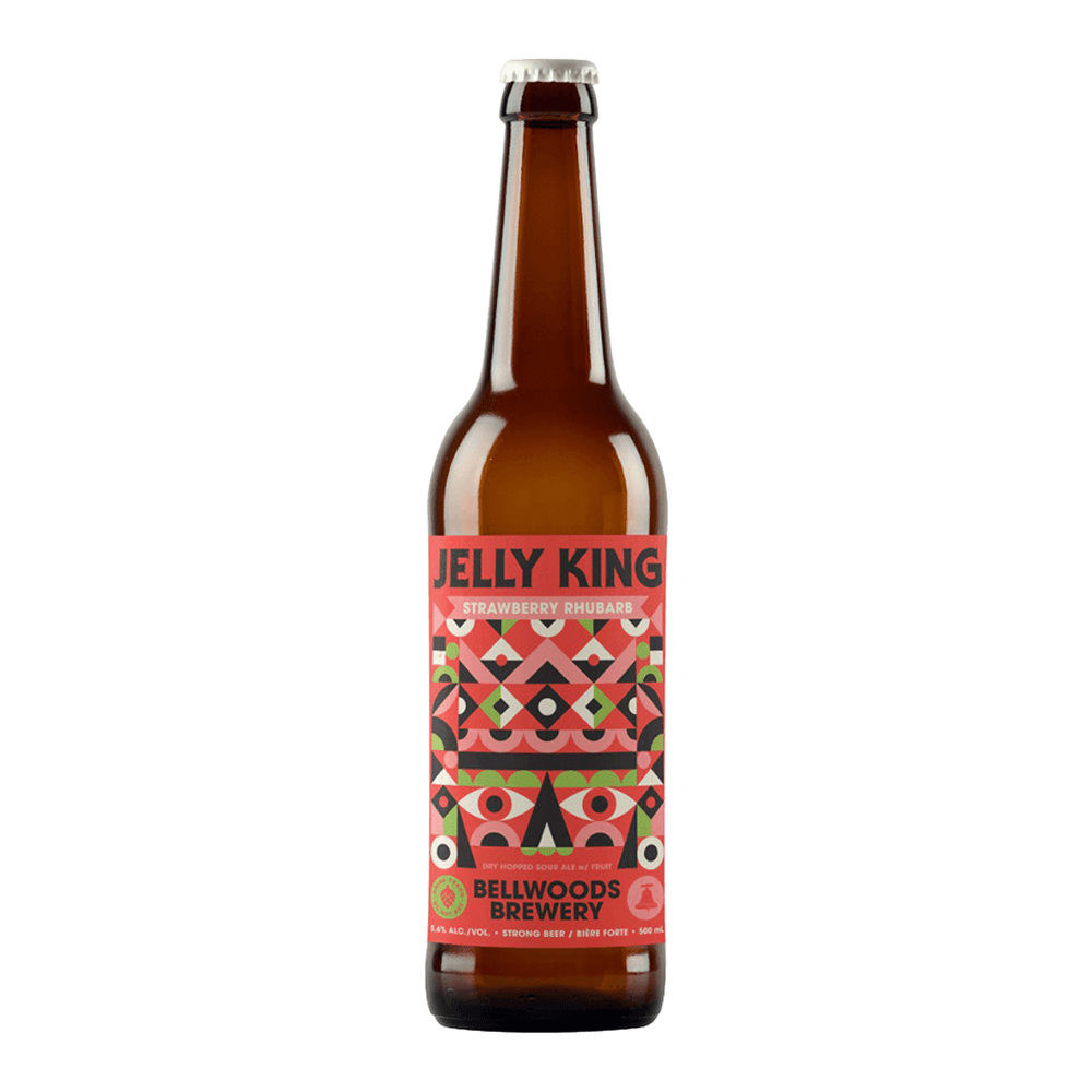 Jelly King Strawberry Rhubarb Sour by Bellwoods Brewery, beer label