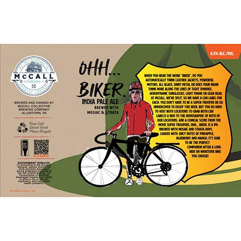 McCall Ohh... Biker IPA by McCall Collective Brewing Company, beer label