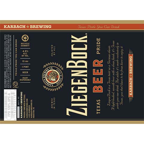 Karbach Ziegenbock by Karbach Brewing Co, beer label