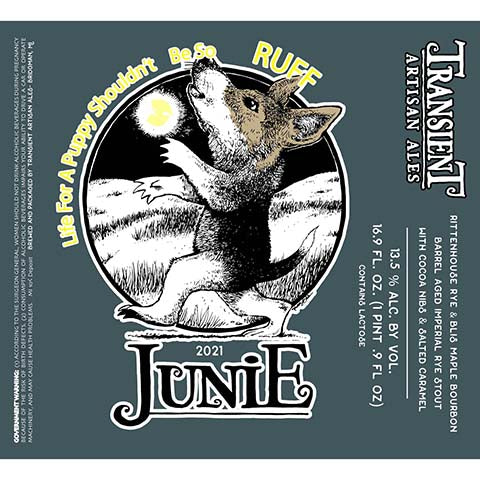Transient Life For A Puppy Shouldn't Be So Ruff by Transient Artisan Ales, beer label