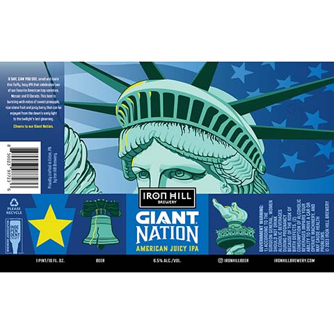 Iron Hill Giant Nation Juicy IPA by Iron Hill Brewery, beer label