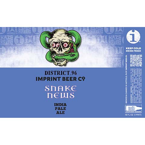 Imprint District.96 Snake News IPA by Imprint Beer Company, beer label