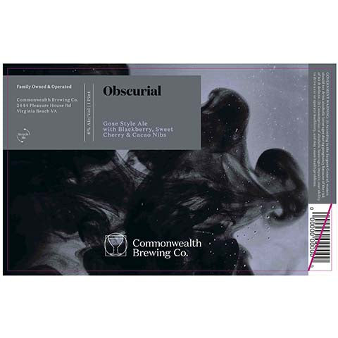 Commonwealth Obscurial Gose Ale by Commonwealth Brewing Co., beer label