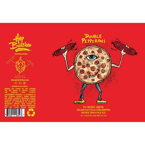 Hop Butcher Double Pepperoni DIPA by Hop Butcher For the World, beer label