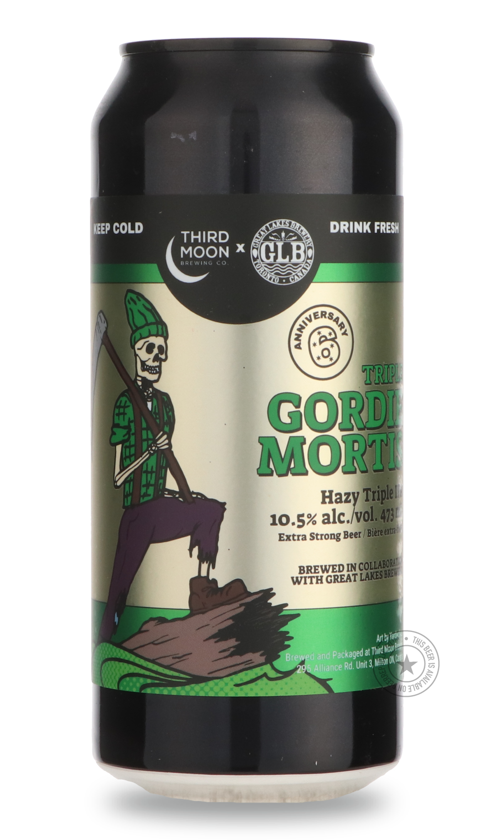 Triple Gordie Mortis / Great Lakes by Third Moon, beer label