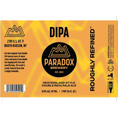 Paradox DIPA by Paradox Beer Co, beer label