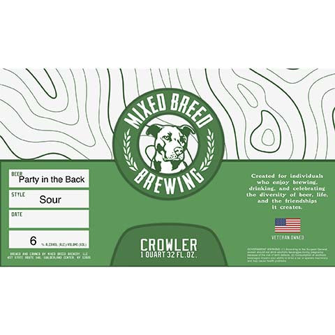 Mixed Breed Party in the Back Sour by Mixed Breed Brewing, beer label